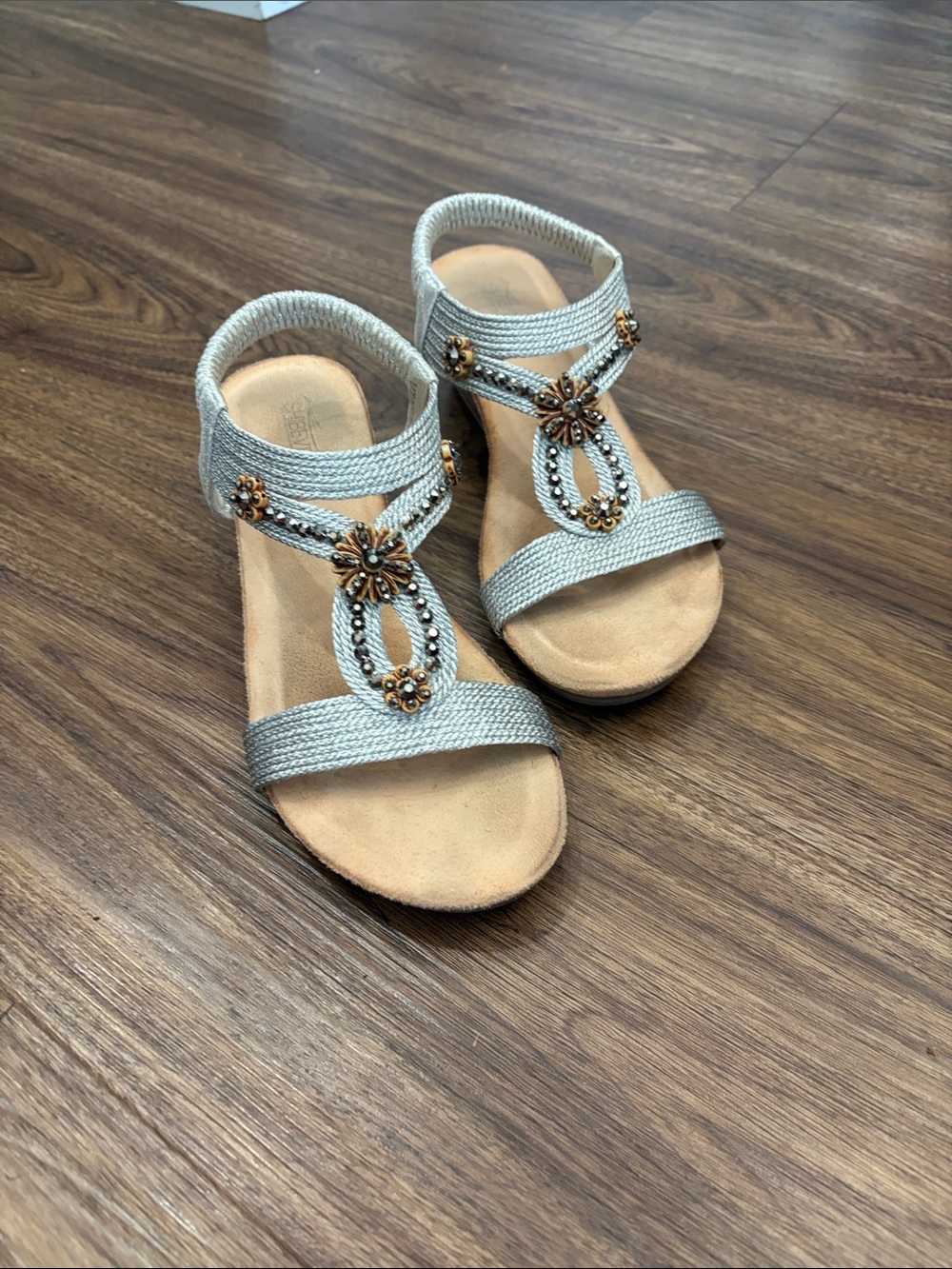 Embellished Silver Women’s Comfort Sandals